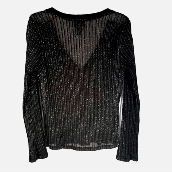 Baranda Black and Silver Faux Wrap Dress Shirt. Long Sleeve Stretchy. Size XL - Picture 5 of 12